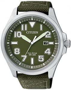 Reloj Citizen Eco Drive Militar Verde Nylon AW1410-32X